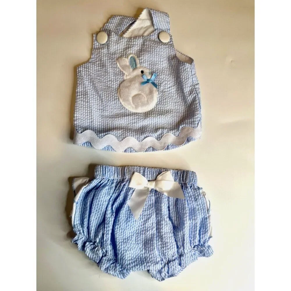 LIL CACTUS Bunny Two Piece Ruffle Bottom Outfit Easter 12-18 Month Unisex Spring